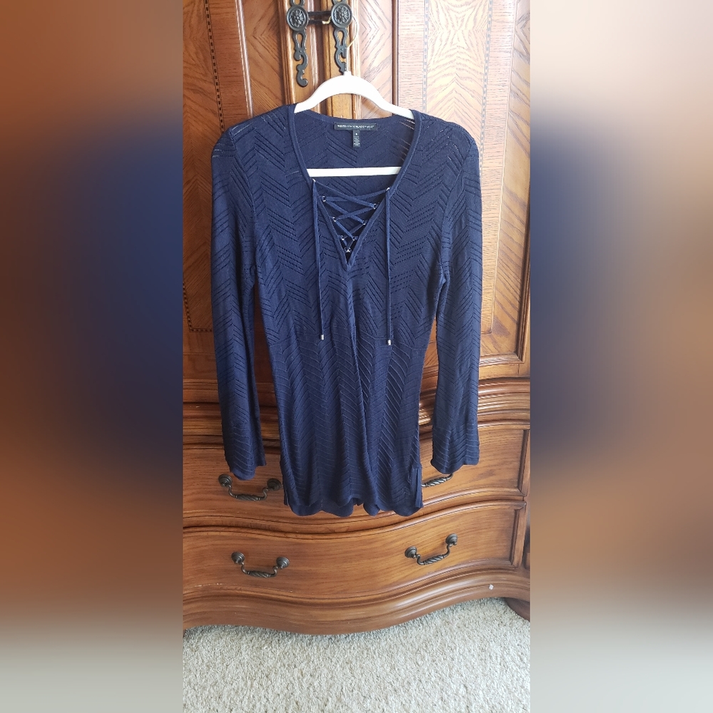 White House Black Market Lace-Up Sweater Size S